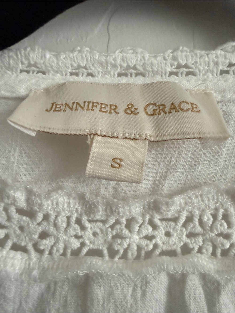 Jennifer & Grace embroidered peasant blouse featuring lace trim Sz S - Picture 4 of 9